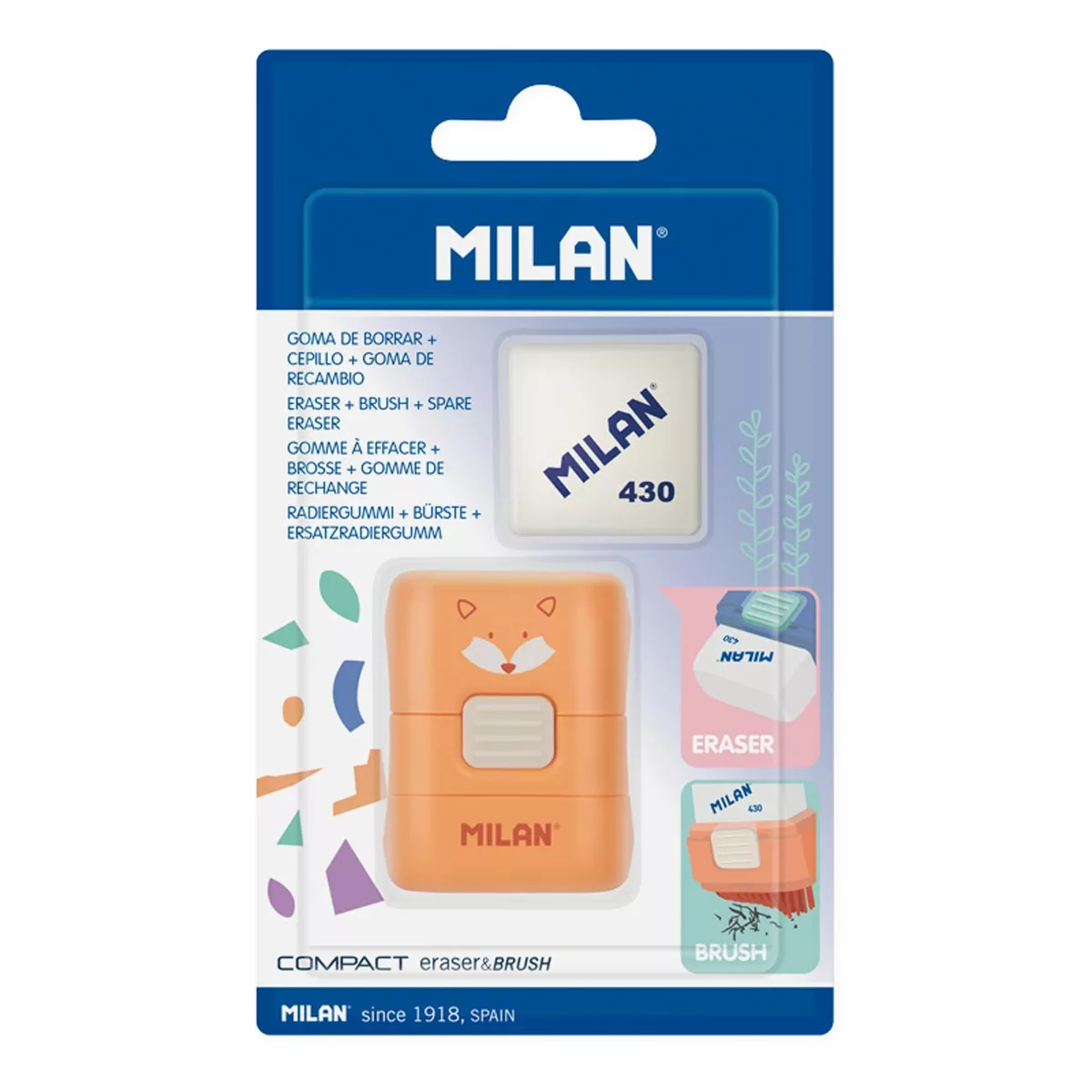 Milan - Blíster Goma Con Cepillo Compact + Goma De Recambio Fun Animals En Oferta Milan - Blíster Goma Con Cepillo Compact + Goma De Recambio Fun Animals Barato