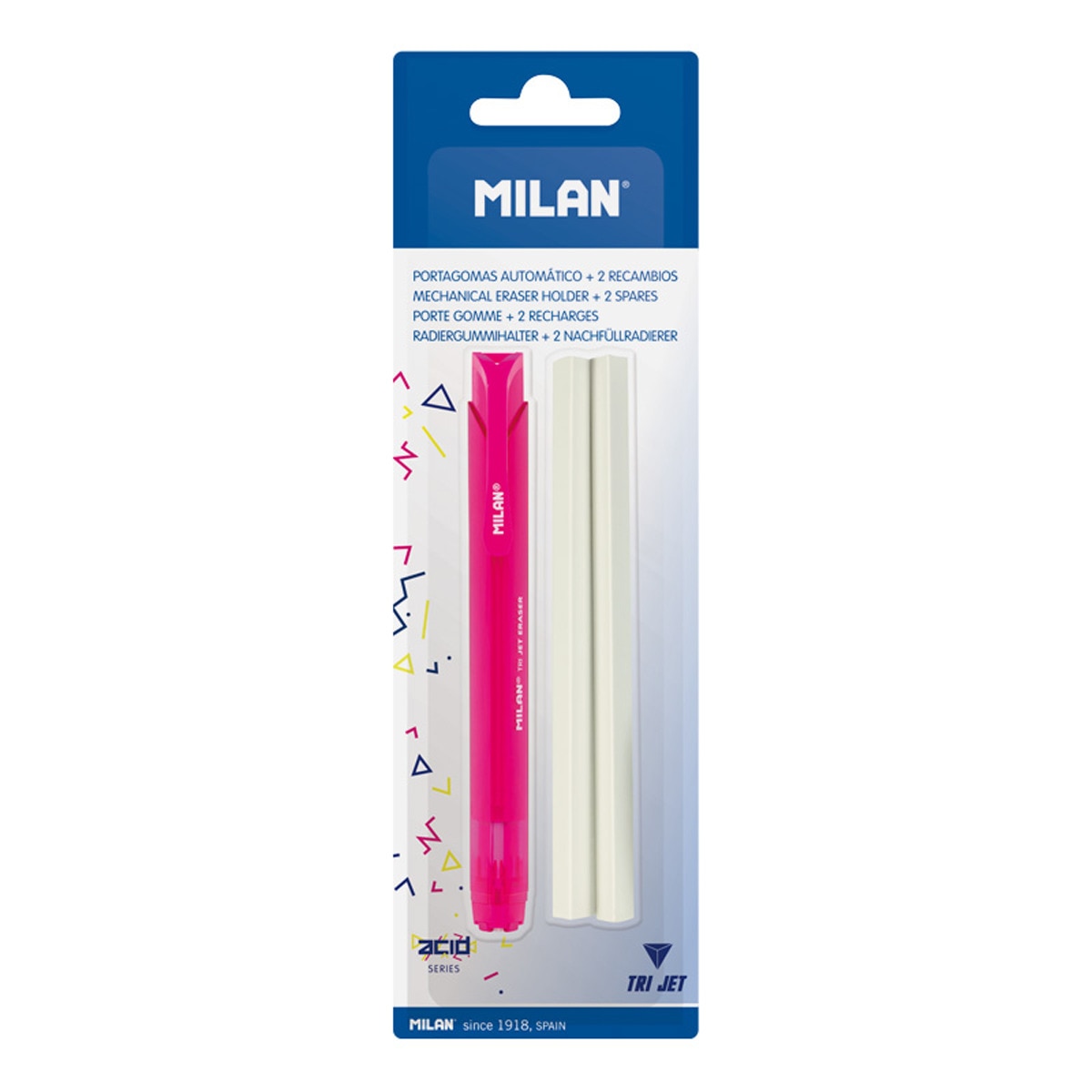 MILAN - Blíster Portagomas Automático Tri Jet + 2 Gomas Recambio Serie Acid barato