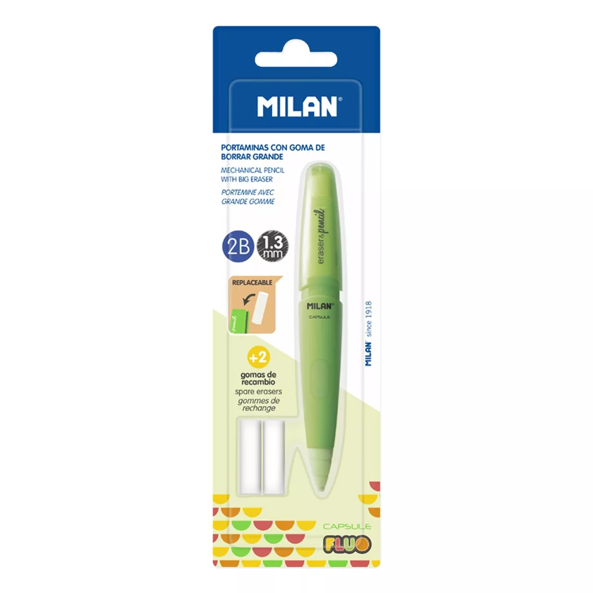 MILAN - Blíster Portaminas Capsule Fluo 13 Mm + 2 Gomas De Recambio barato