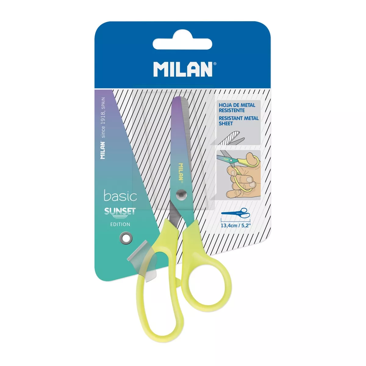 MILAN - Blíster Tijeras Basic Serie Sunset Mango Amarillo barato