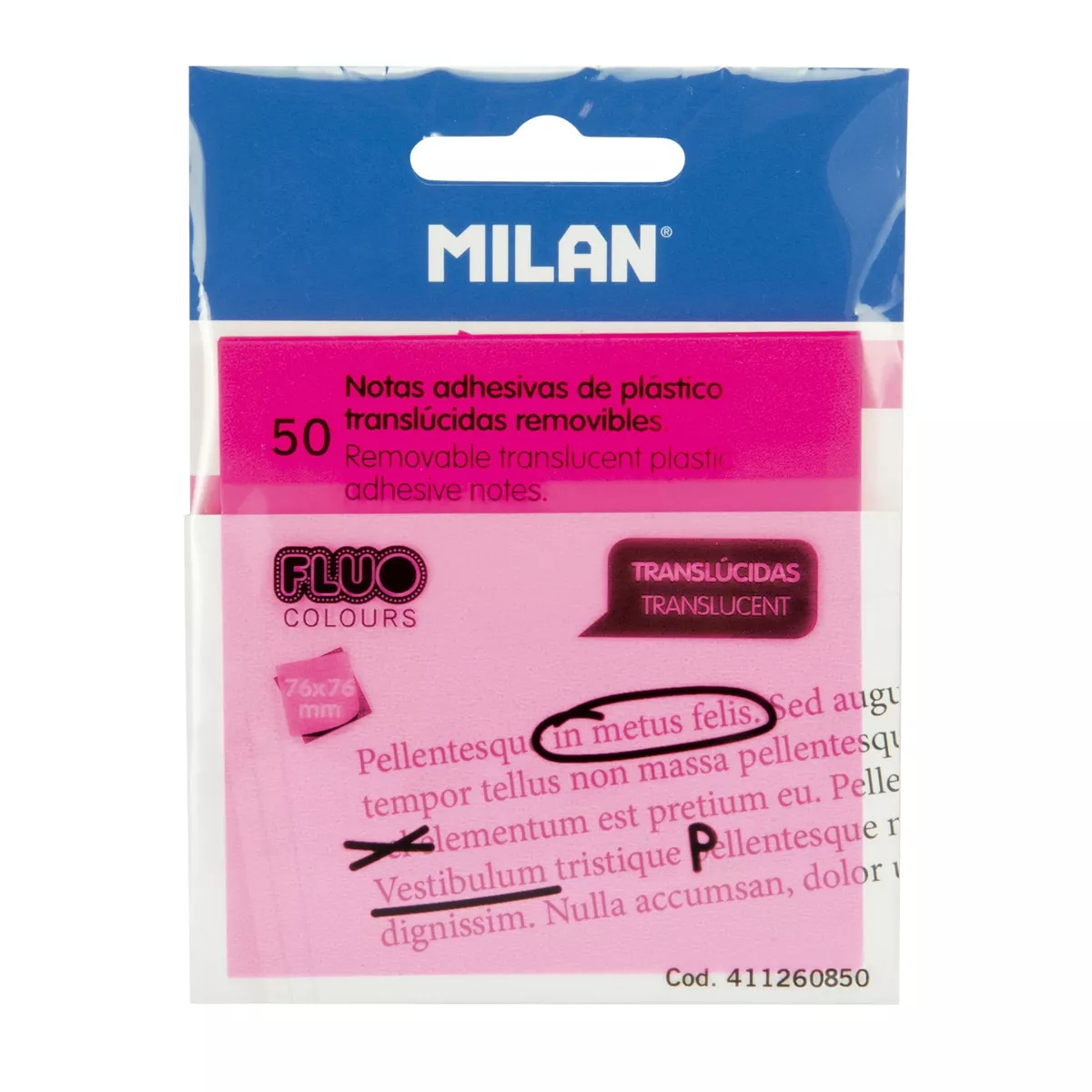 Milan - Bloc De 50 Notas Adhesivas Translúcidas 76 X 76Mm Rosa Fluo En Oferta Milan - Bloc De 50 Notas Adhesivas Translúcidas 76 X 76Mm Rosa Fluo Barato