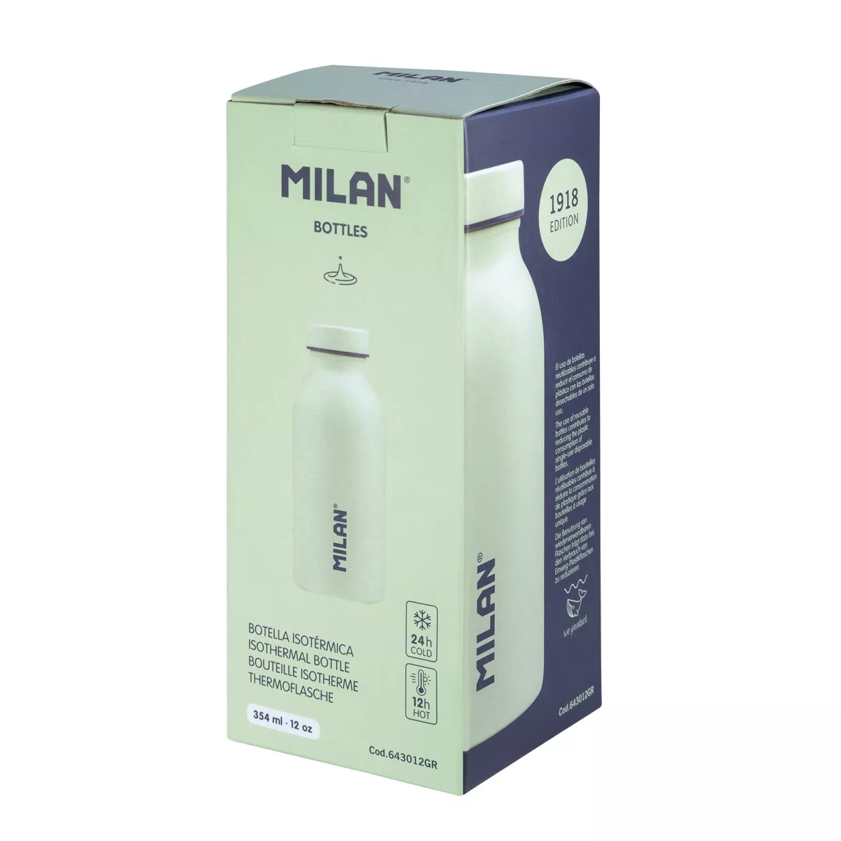 Milan - Botella Isotérmica De Acero Inoxidable 354 Ml Serie 1918 Verde En Oferta Milan - Botella Isotérmica De Acero Inoxidable 354 Ml Serie 1918 Verde Barato