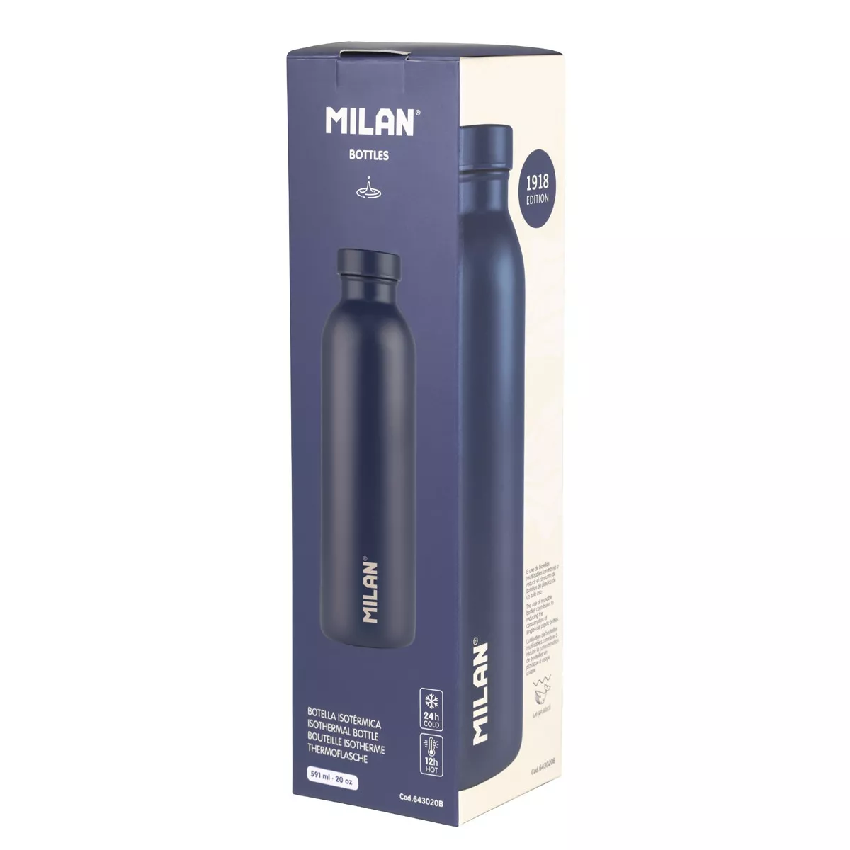 Milan - Botella Isotérmica De Acero Inoxidable 591 Ml Serie 1918 Azul Marino En Oferta Milan - Botella Isotérmica De Acero Inoxidable 591 Ml Serie 1918 Azul Marino Barato