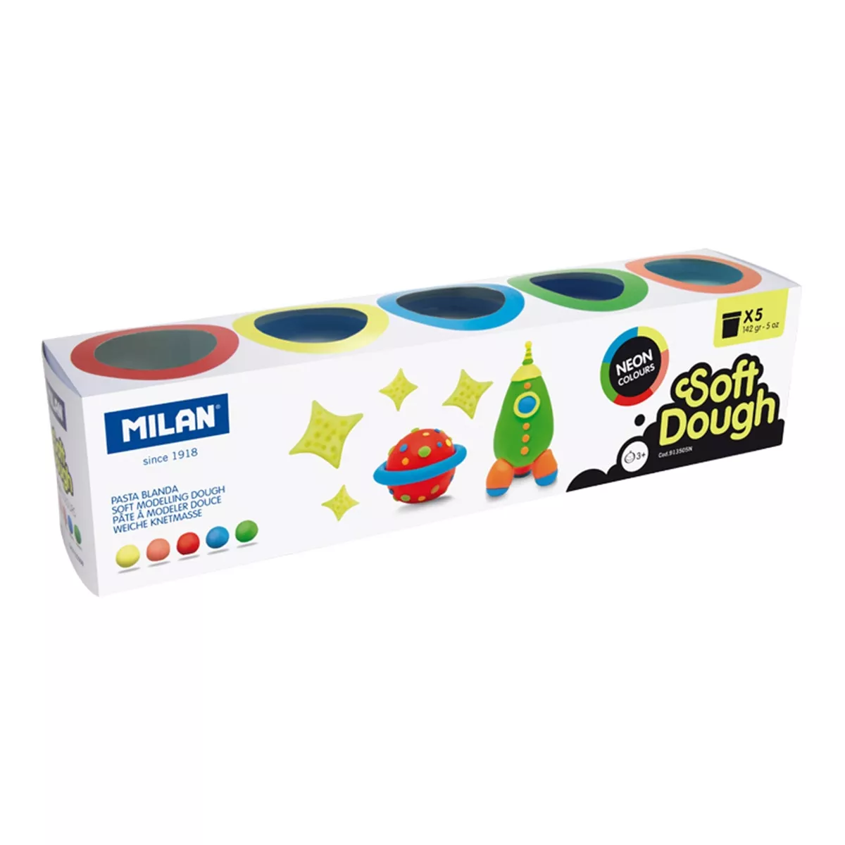 Milan - Caja 5 Botes De Pasta Blanda 142G Soft Dough Neon Multicolor En Oferta Milan - Caja 5 Botes De Pasta Blanda 142G Soft Dough Neon Multicolor Barato