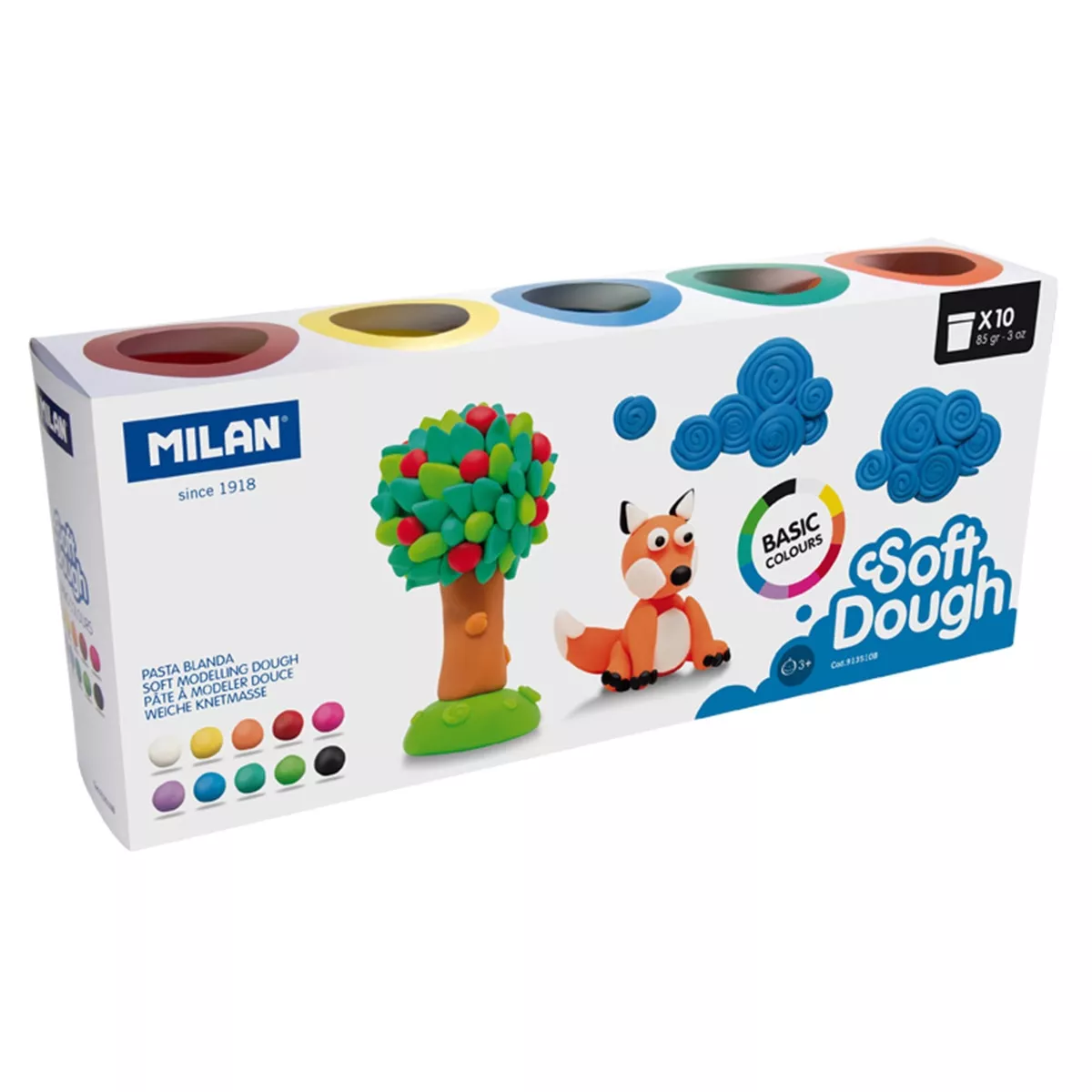 MILAN - Caja De 10 Botes De Pasta Blanda 85g Soft Dough Basic Colours Multicolor barato