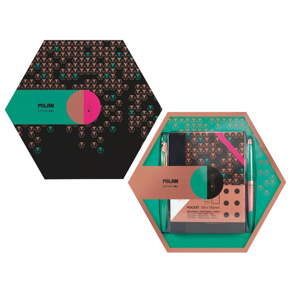 MILAN - Caja Regalo Copper Hexagonal Verde barato