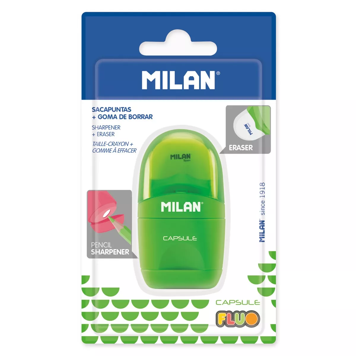 MILAN - Goma De Borrar + Sacapuntas Capsule Fluo barato