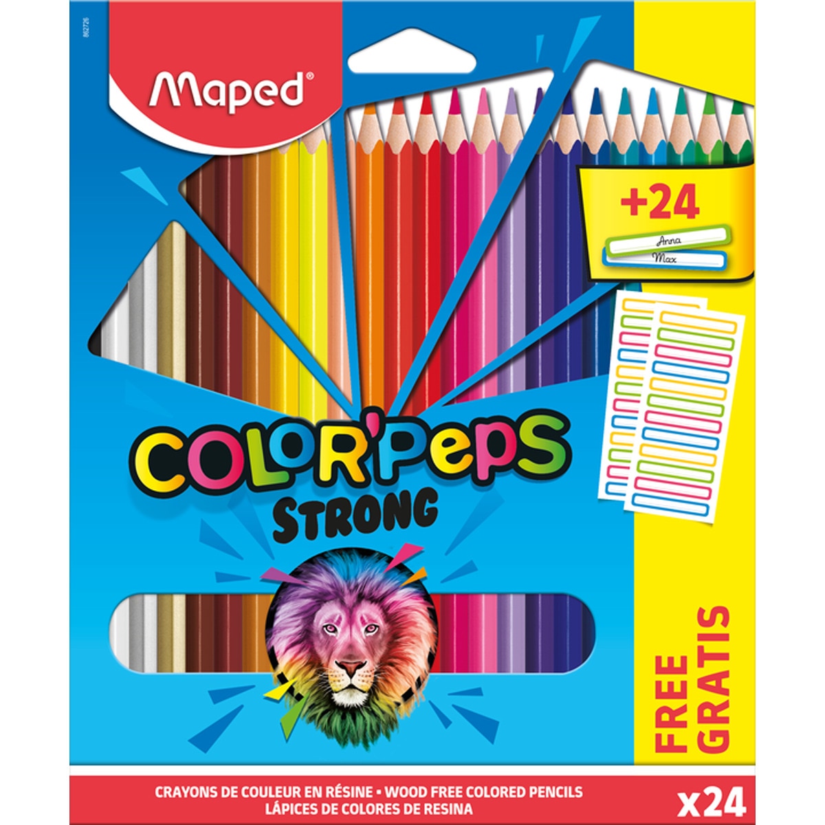 Maped - 24 Lápices De Colores STRONG Con 12 Etiquetas Gratis Para Nombre barato