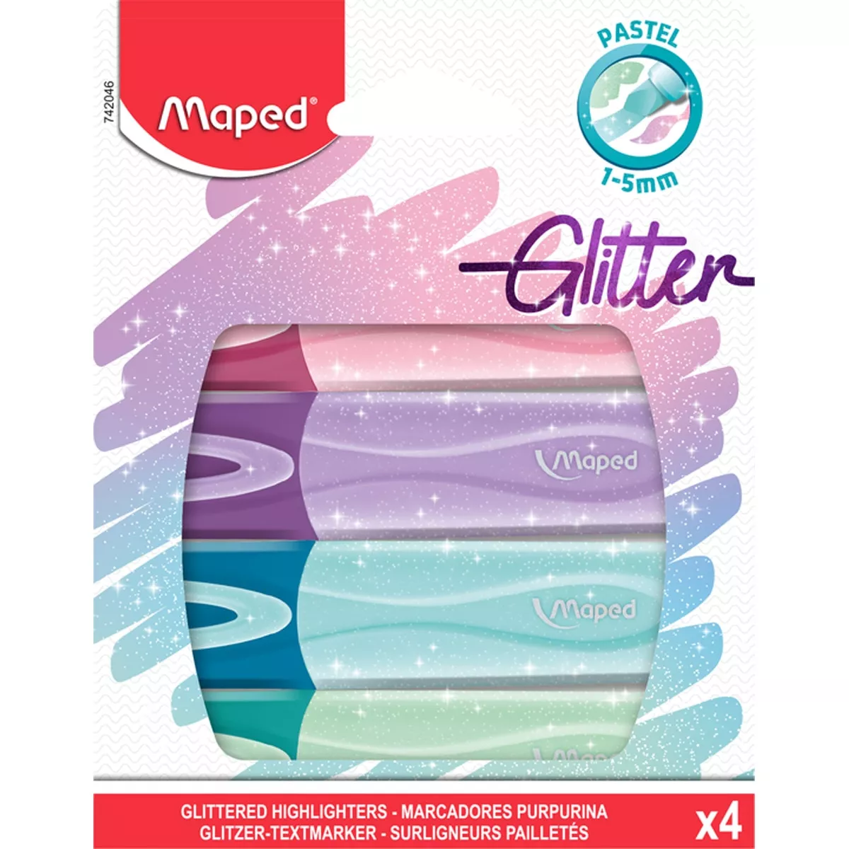 Maped - 4 Marcadores Pastel Con Glitter Fluo Pep´s En Estuche barato