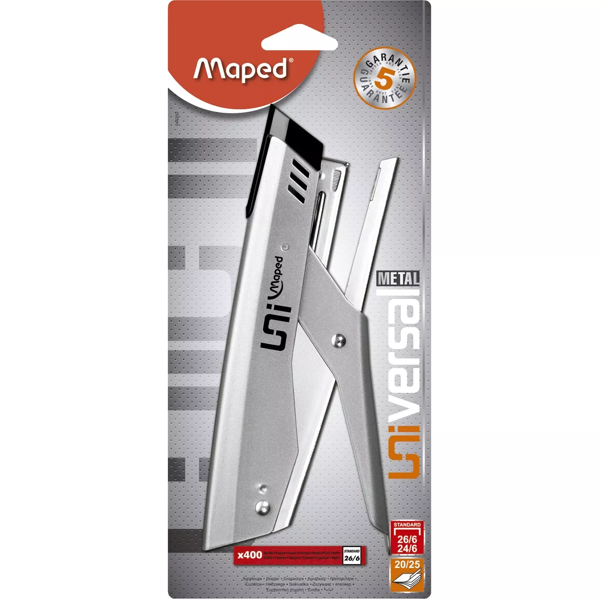 Maped - Pinza Grapadora 26/6 + 400 Grapas Universal Metal Standard Gris barato