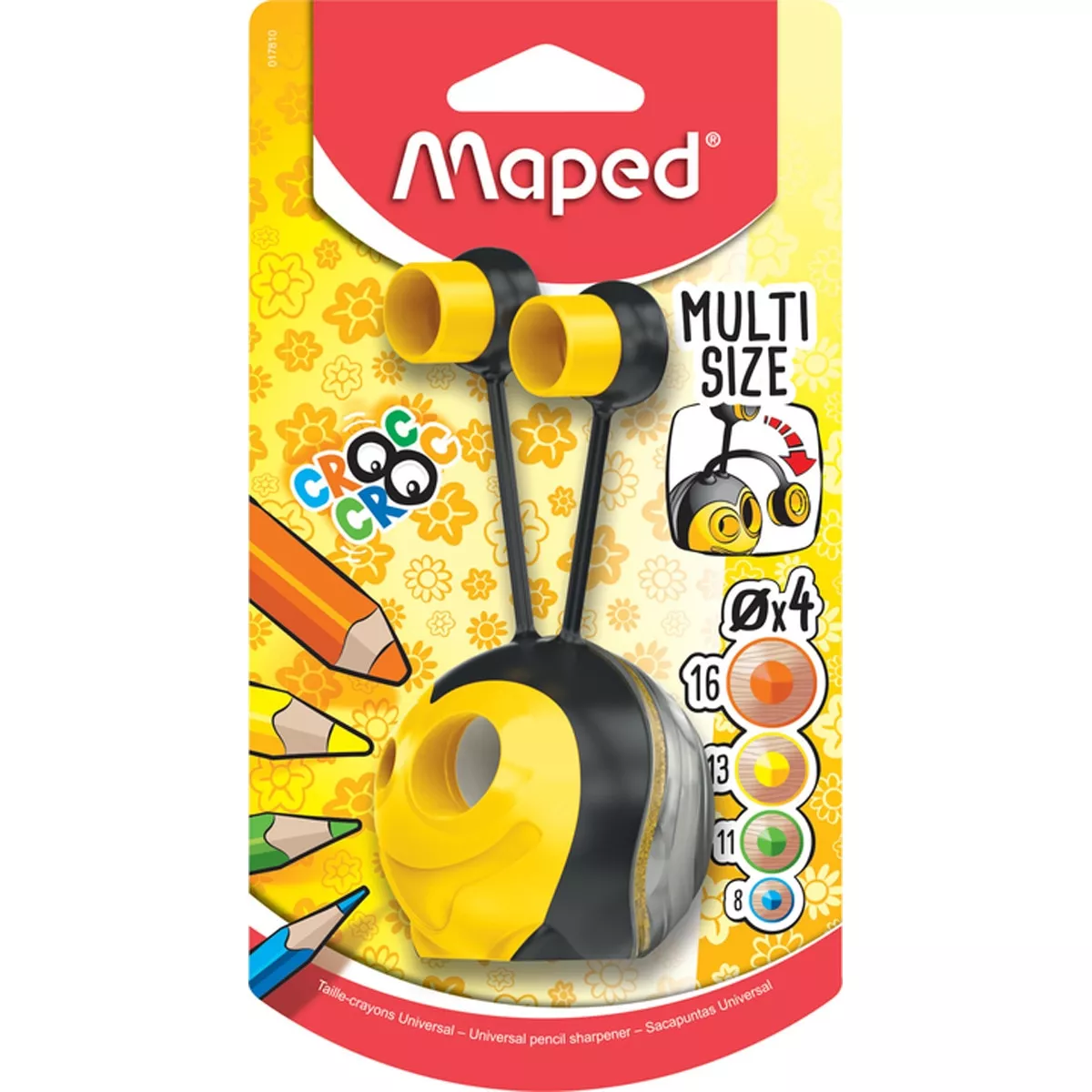 Maped - Sacapuntas Croc Croc De Abeja Afila 4 Diámetros De Lápiceros Diferentes Amarillo Y Negro. barato