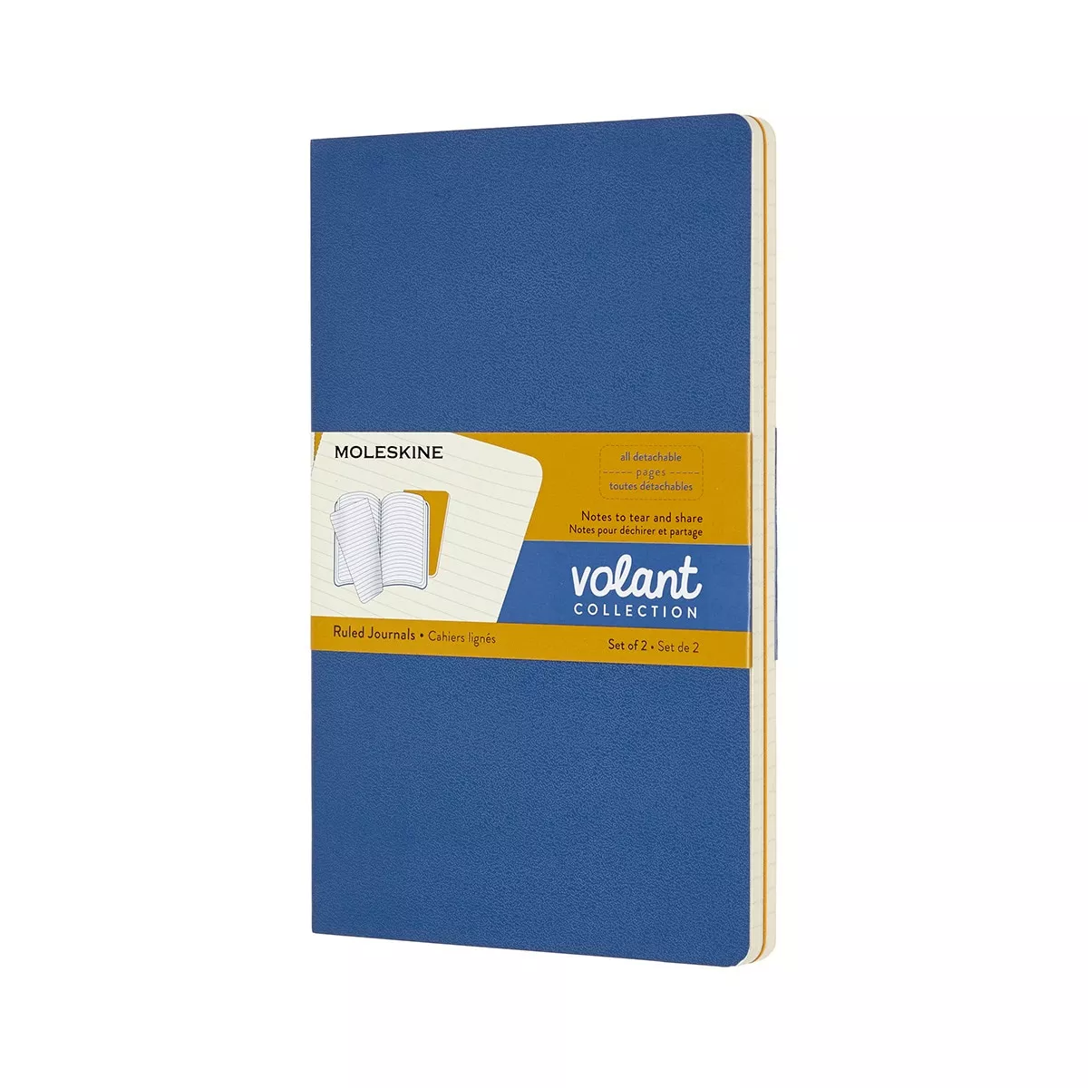 Moleskine - Set De 2 Libretas Volant Large Hojas Rayadas Azul Y Naranja barato