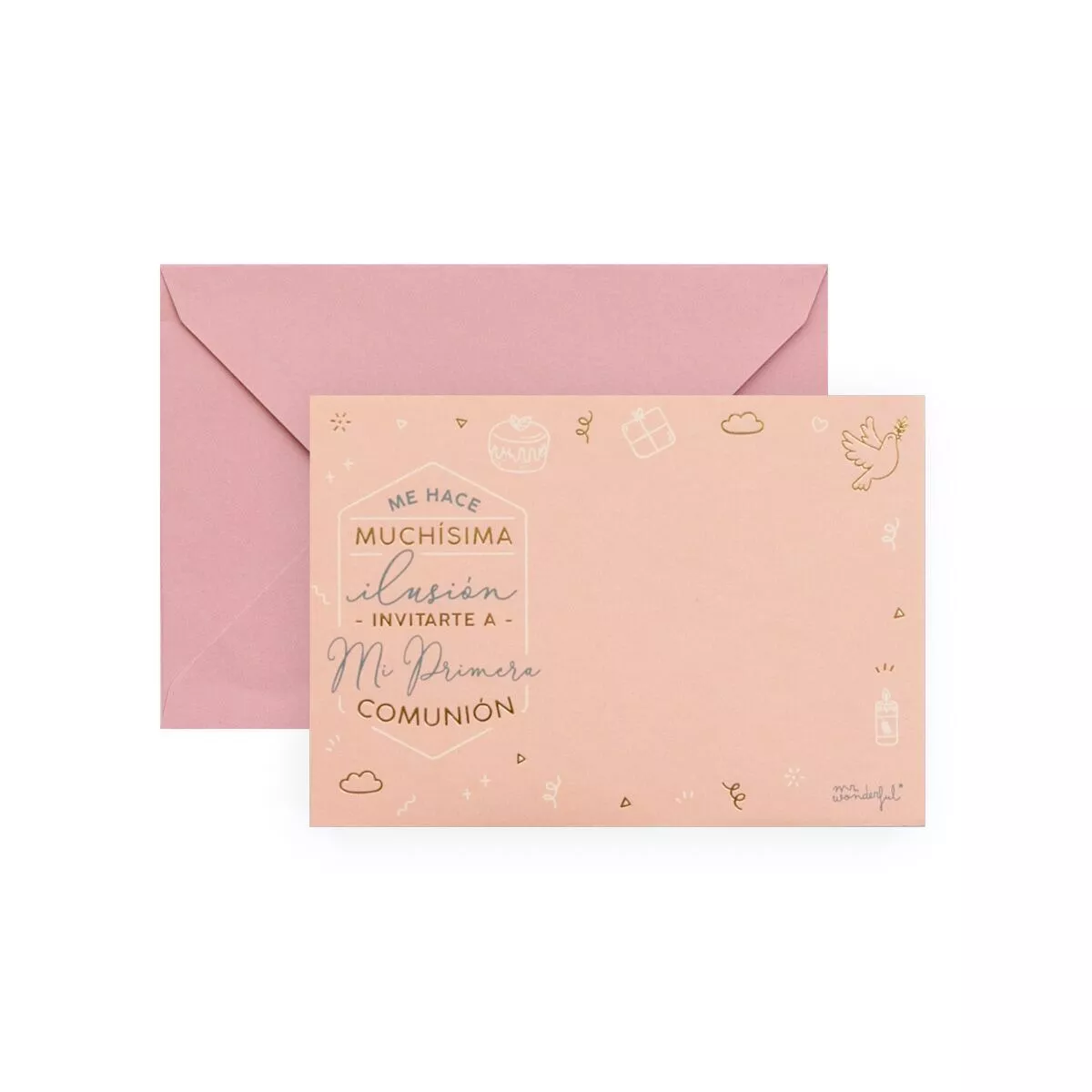 Mr. Wonderful - Set De 20 Invitaciones Personalizables : Comunión Rosa En Oferta Mr. Wonderful - Set De 20 Invitaciones Personalizables : Comunión Rosa Barato