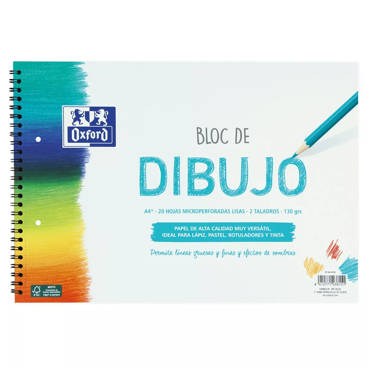Oxford - Bloc Dibujo A4+ 20 Hojas Liso Taladros 130 Gramos barato