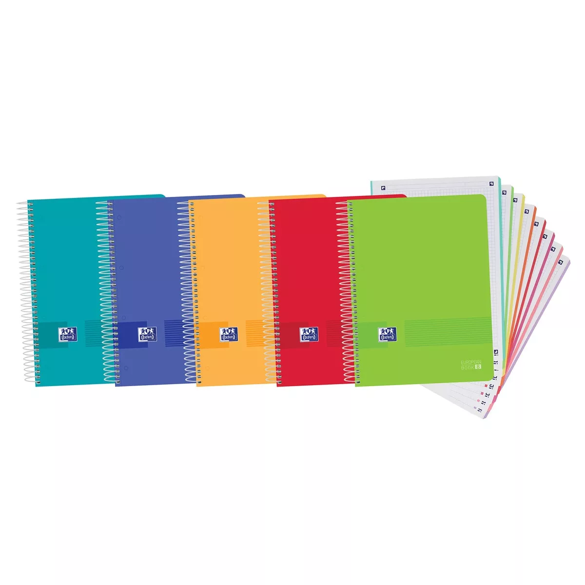 Oxford - Cuaderno Microperforado Europeanbook8 A4+ Live&Go Tapas De Plástico 160 Hojas Cuadrícula 5x5 Colores Vivos barato