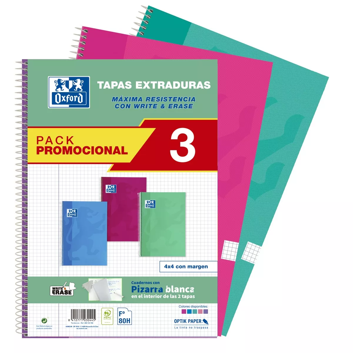 Oxford - Pack 3 Cuadernos Espiral A4 80 Hojas Tapa Extra Dura White&Amp;Erase Colores Tendencia En Oferta Oxford - Pack 3 Cuadernos Espiral A4 80 Hojas Tapa Extra Dura White&Amp;Erase Colores Tendencia Barato