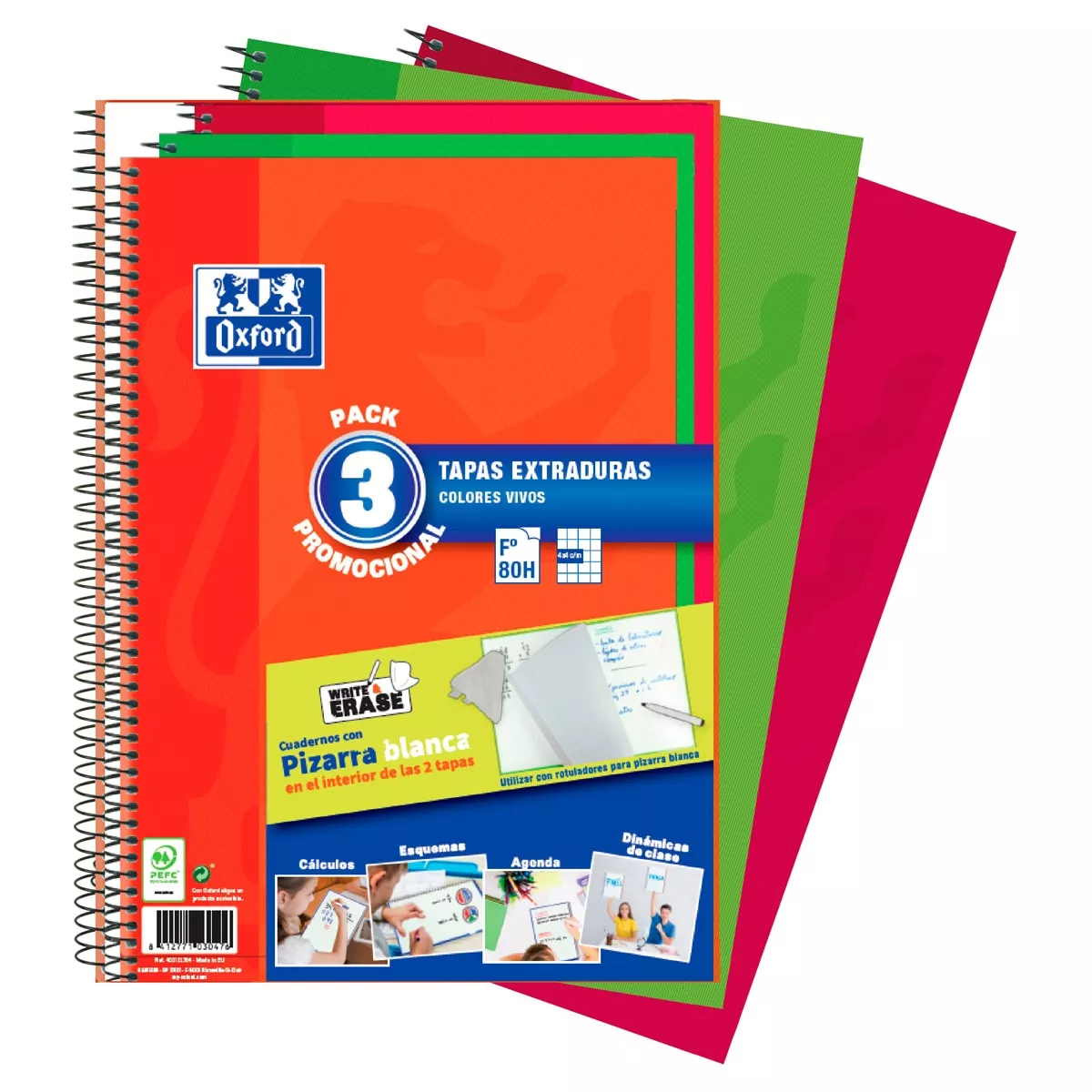 Oxford - Pack 3 Cuadernos Espiral A4 80 Hojas Tapa Extra Dura Write&Amp;Erase Colores Vivos En Oferta Oxford - Pack 3 Cuadernos Espiral A4 80 Hojas Tapa Extra Dura Write&Amp;Erase Colores Vivos Barato