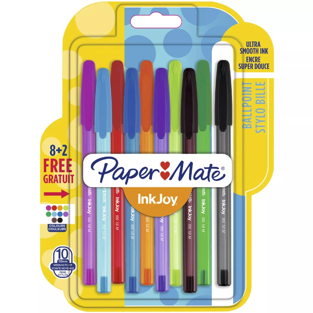 PAPER MATE - Blíster Bolígrafos Con Capuchón 8+2 INKJOY 100 barato