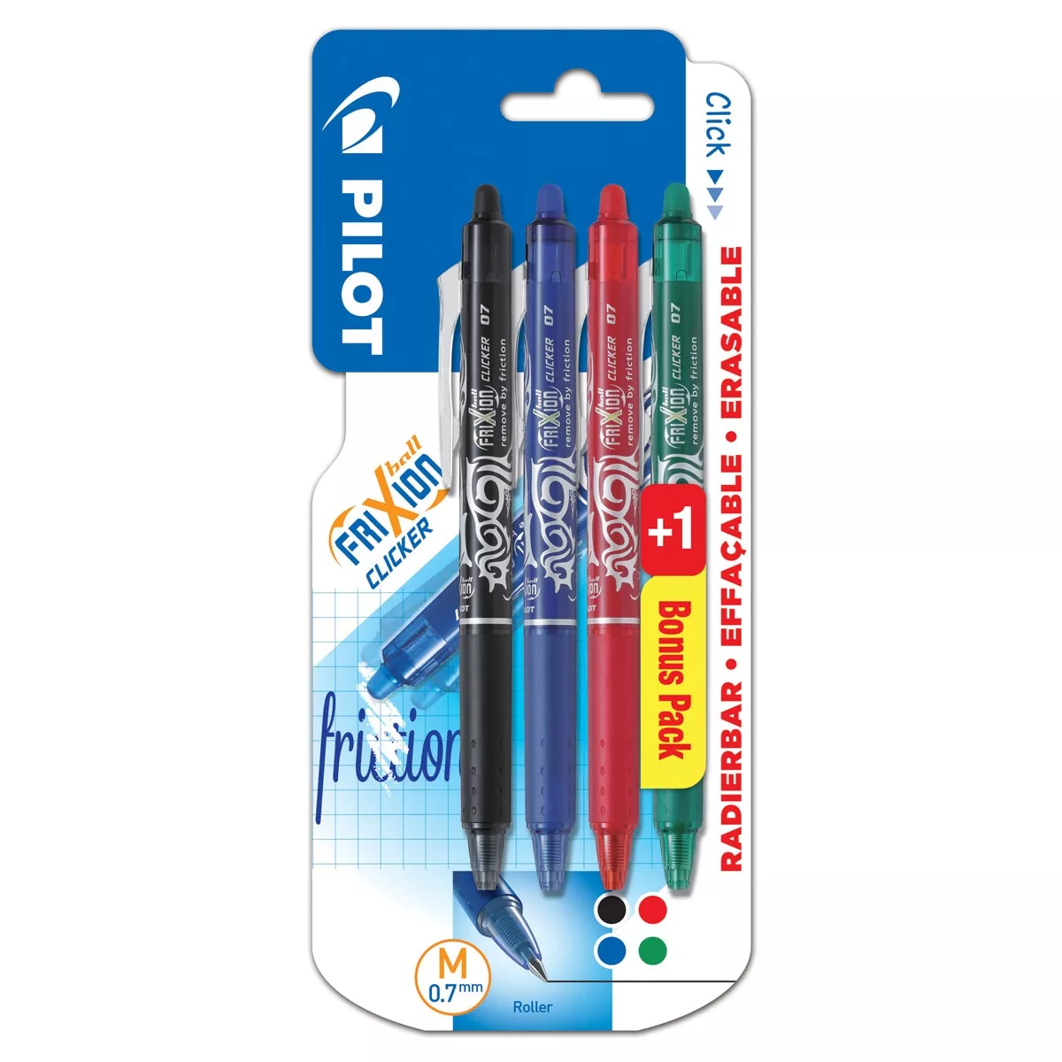 Pilot - 4 Bolígrafos Borrables Retráctiles Frixion Clicker Azul Negro, Rojo Y Verde En Oferta Pilot - 4 Bolígrafos Borrables Retráctiles Frixion Clicker Azul Negro