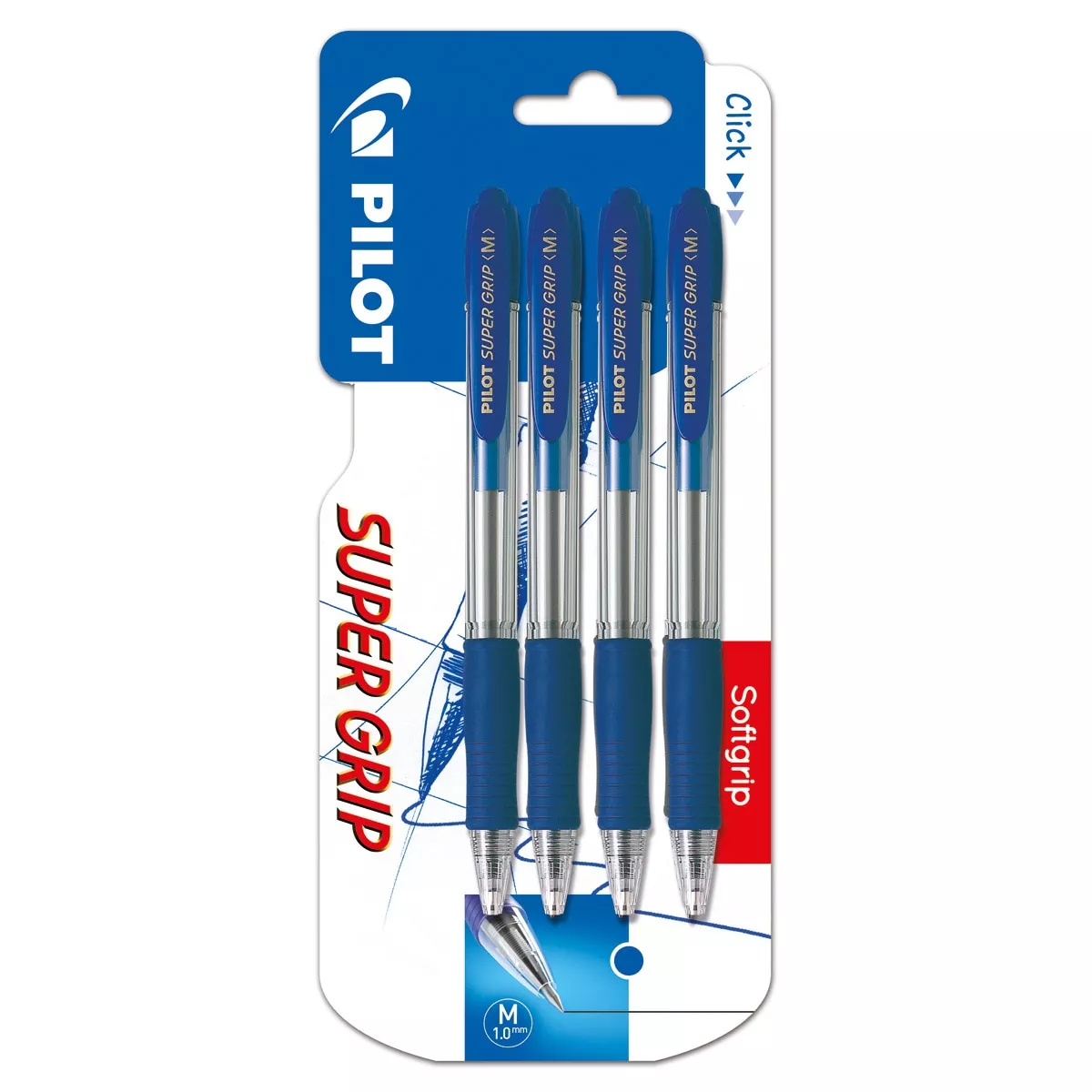 PILOT - Blister 4 Bolígrafos Retráctil Tinta Base De Aceite Super Grip Azul barato
