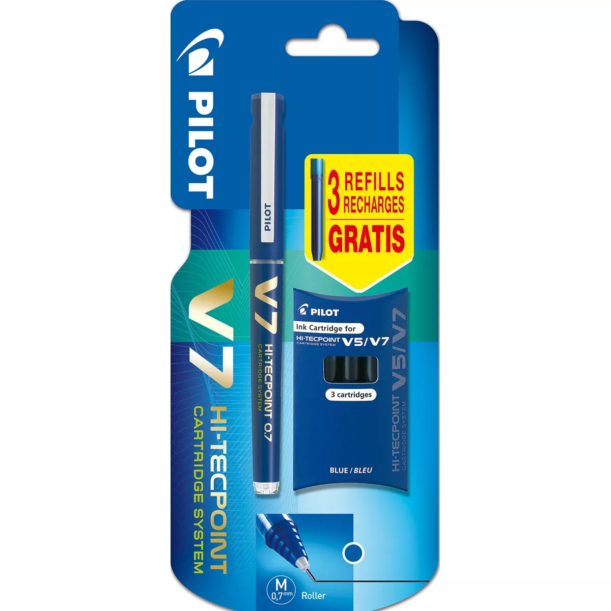 PILOT - Blister V-7 Refillable + 3 Recambios Gratis Azul barato