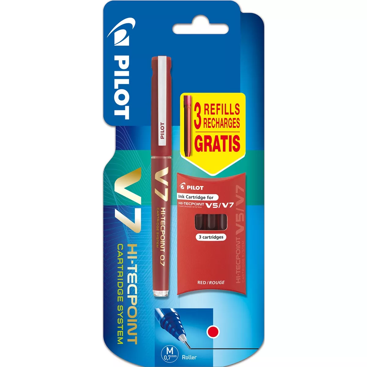 Pilot - Blister V-7 Refillable + 3 Recambios Gratis Rojo En Oferta Pilot - Blister V-7 Refillable + 3 Recambios Gratis Rojo Barato
