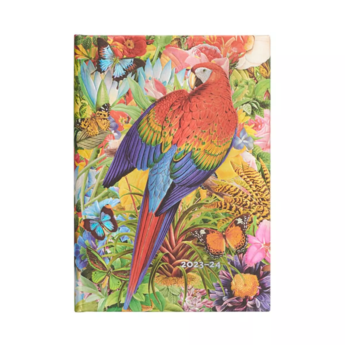 Paperblanks - Agenda 18 Meses (jul 23 - Dic 24) Jardín Tropical Midi(13 X 18cm) Horizontal Semana Vista Y Cierre Con Banda Elástica Multicolor Español barato