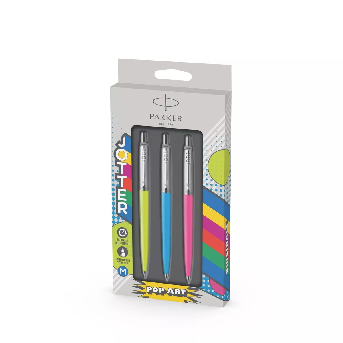 Parker - Pack 3 Bolígrafos Jotter Originals Pop Art Hot Pink, Sky Blue Y Lime En Oferta Parker - Pack 3 Bolígrafos Jotter Originals Pop Art Hot Pink