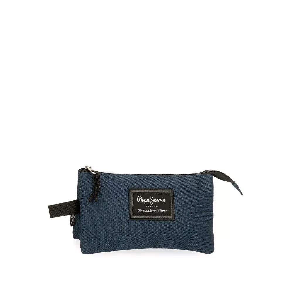 Pepe Jeans - Estuche Aris Evergreen Con Tres Compartimentos En Azul Marino barato