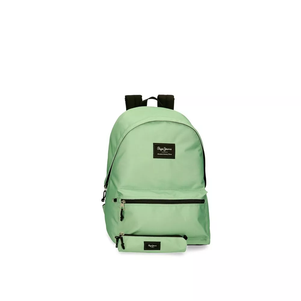 Pepe Jeans - Mochila Aris + Estuche Escolar Verde Pastel barato