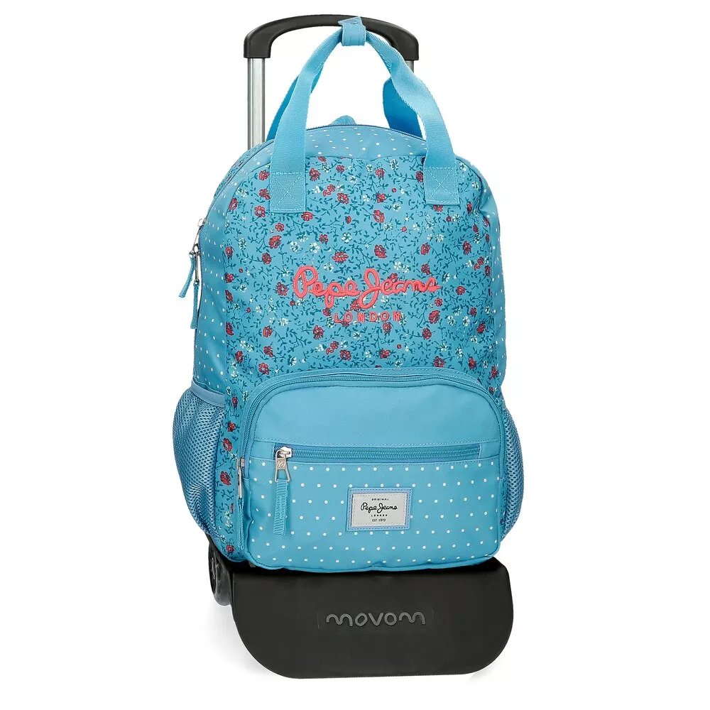 Pepe Jeans - Mochila Con Ruedas Ava Color Azul Con Portatablet barato