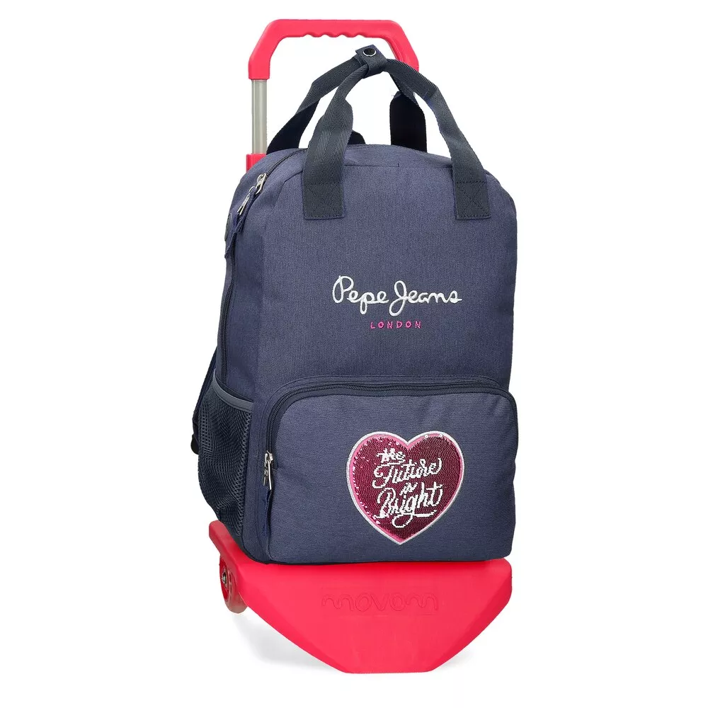 Pepe Jeans - Mochila Con Ruedas Bright Color Azul Con Portatablet barato