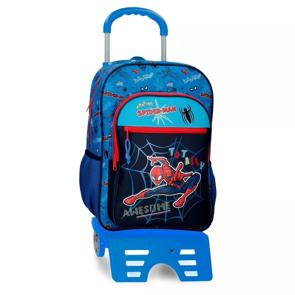 Personajes - Mochila Escolar Spiderman Totally Awesome 40cm Con Carro barato