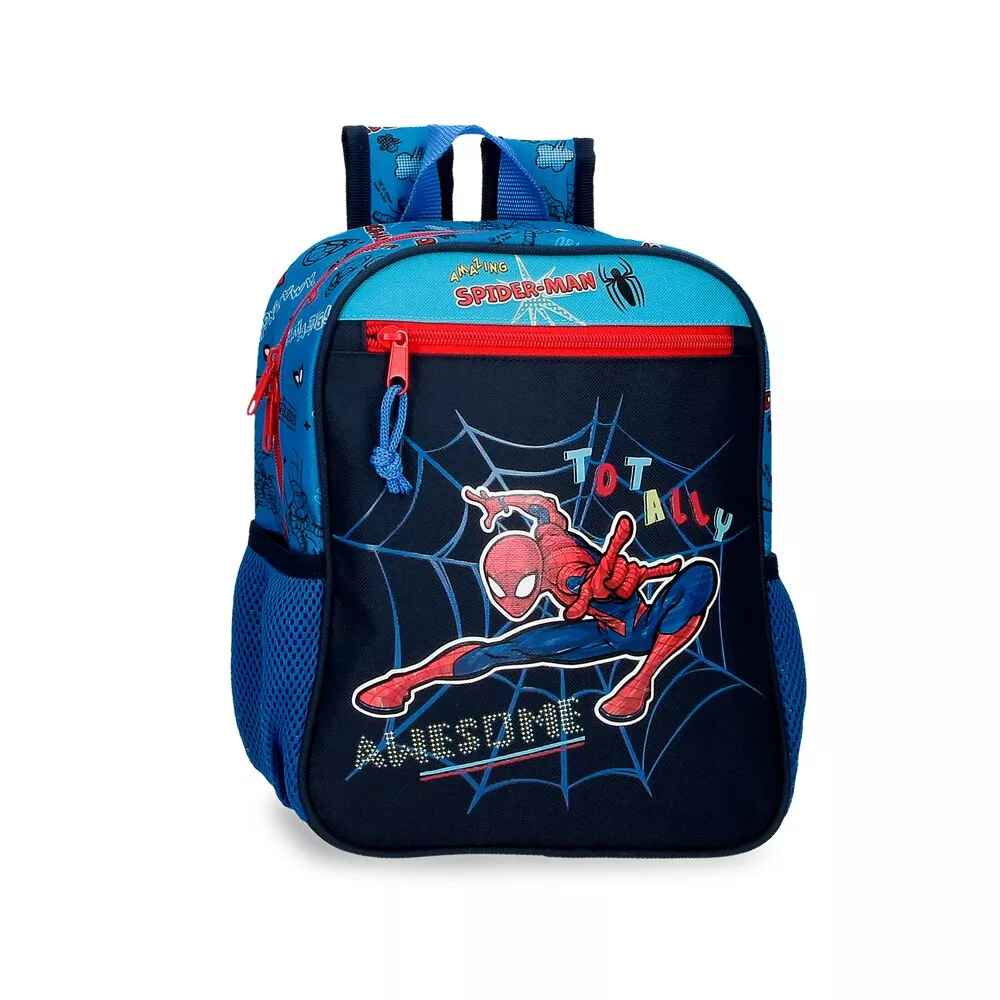 Personajes - Mochila Spiderman Totally Awesome 28cm Con Bolsillos Frontales barato
