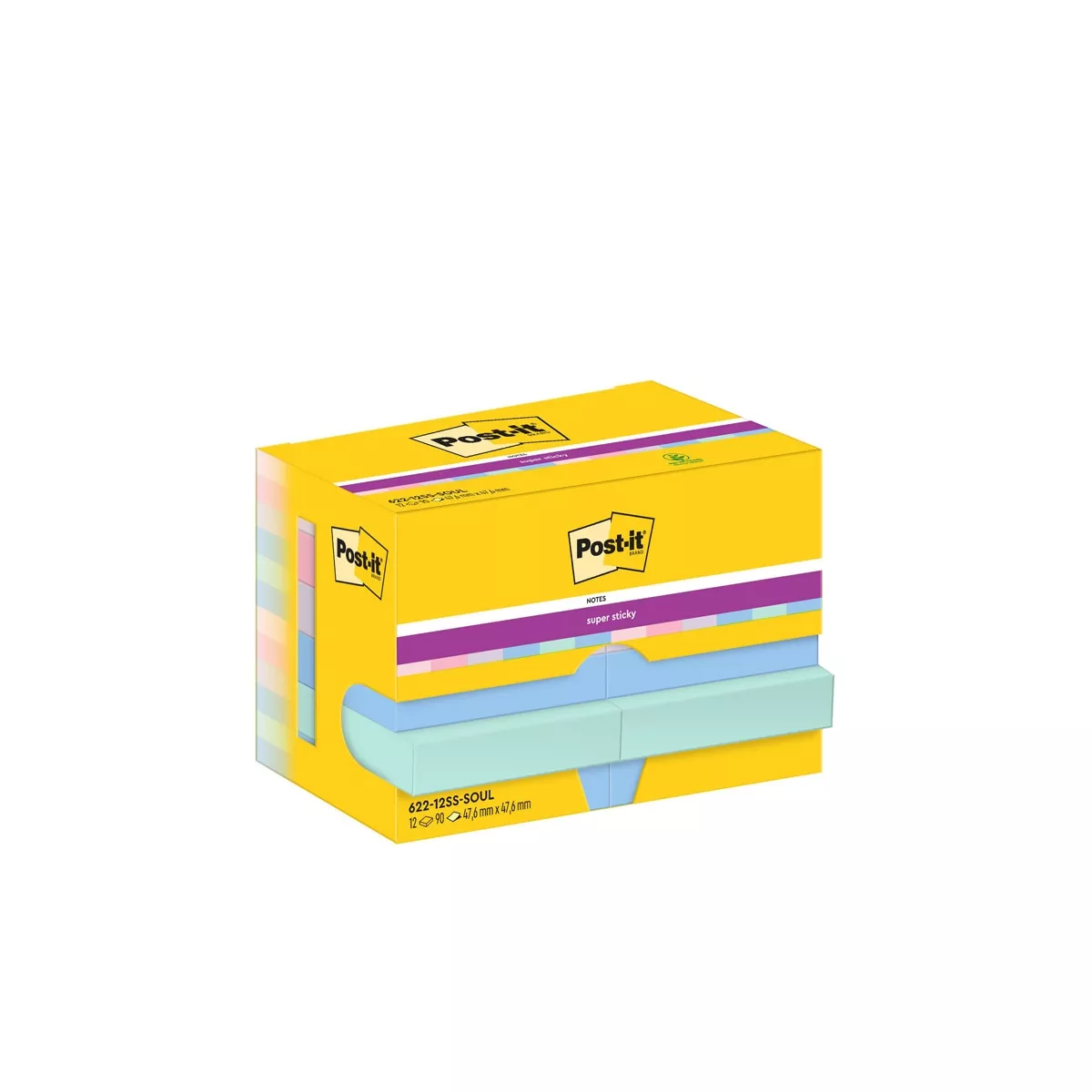 Post-It - Pack De 12 Blocs De Notas Adhesivas Reposicionables 47,6X47,6Mm Super Sticky Colección Soulful Multicolor En Oferta Post-It - Pack De 12 Blocs De Notas Adhesivas Reposicionables 47