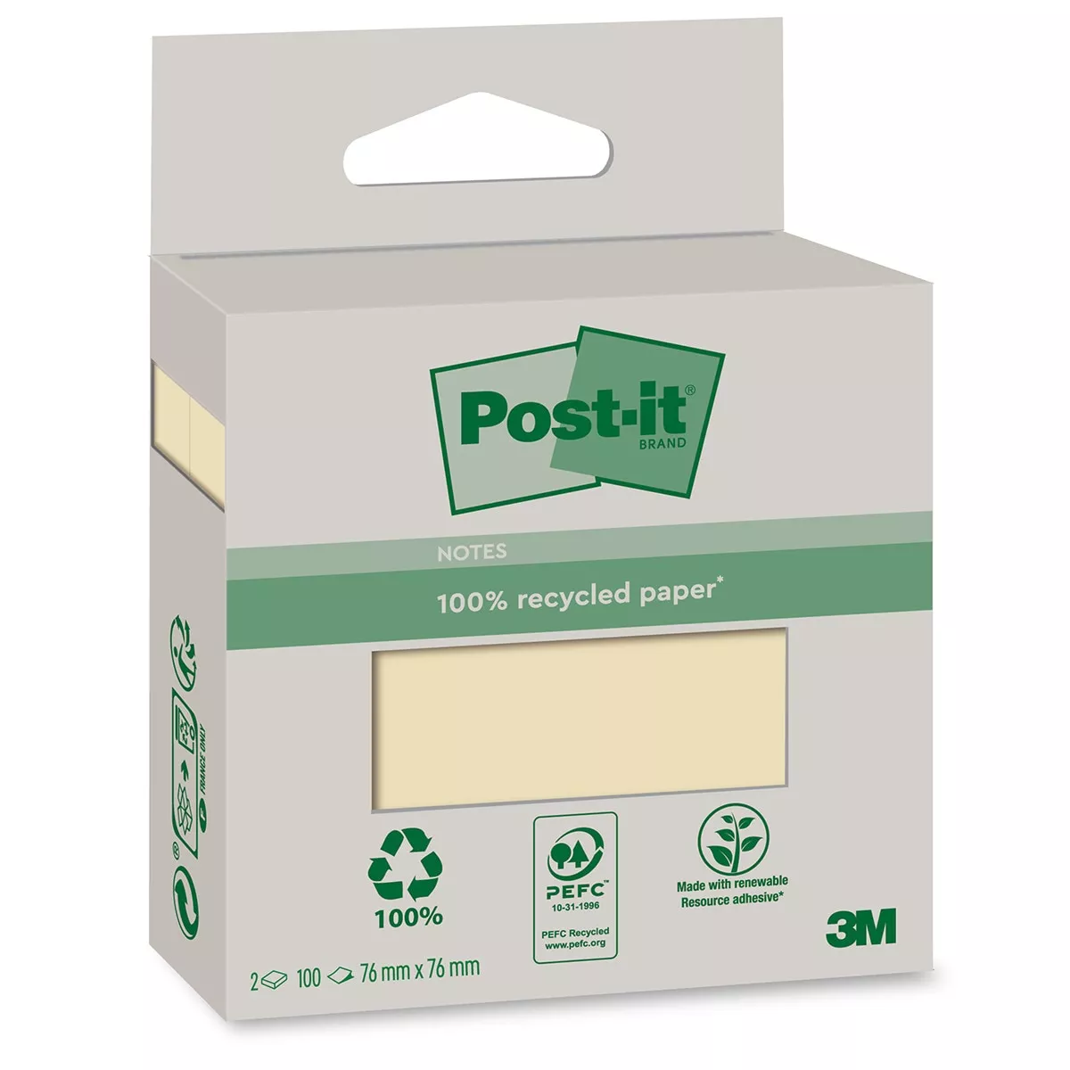 Post-It - Pack De 2 Blocs De Notas Adhesivas Reposicionables Recicladas 76X76Mm Amarillo En Oferta Post-It - Pack De 2 Blocs De Notas Adhesivas Reposicionables Recicladas 76X76Mm Amarillo Barato