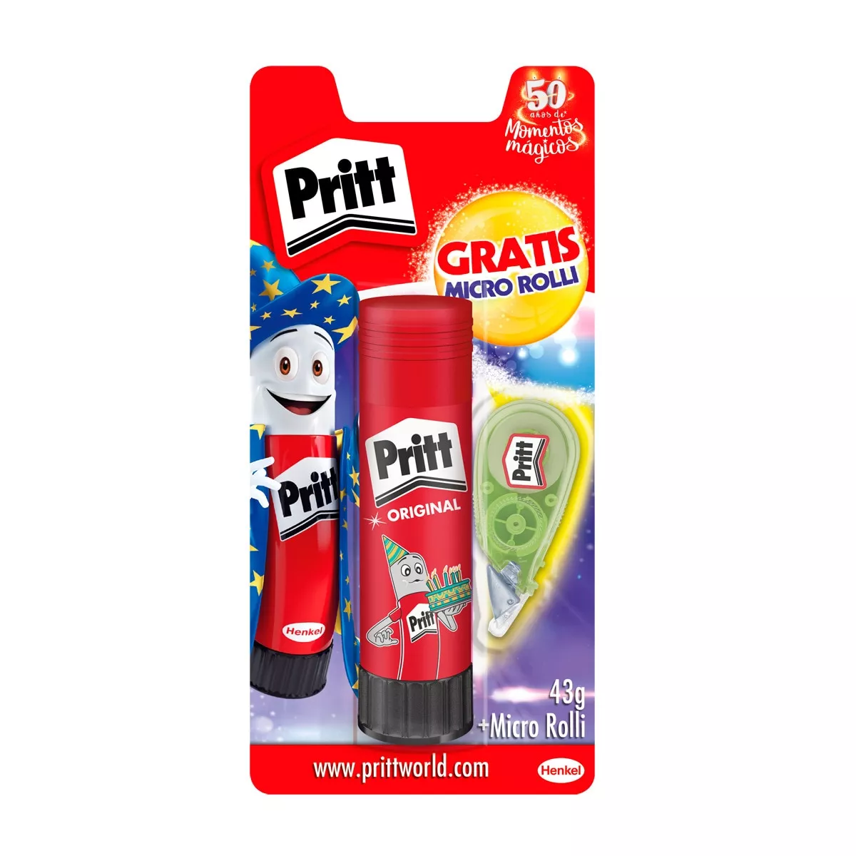 Pritt - Pack Barra Adhesiva Power De 43gr + Corrector Micro Roller 5mm X 6m barato