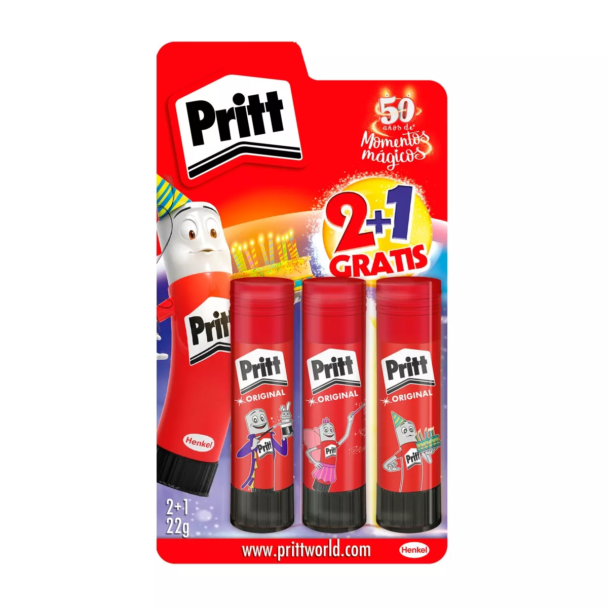 Pritt - Pack Barras De Pegamento Infantil Sin Disolventes, 2 +1 X 22 Gr En Oferta Pritt - Pack Barras De Pegamento Infantil Sin Disolventes