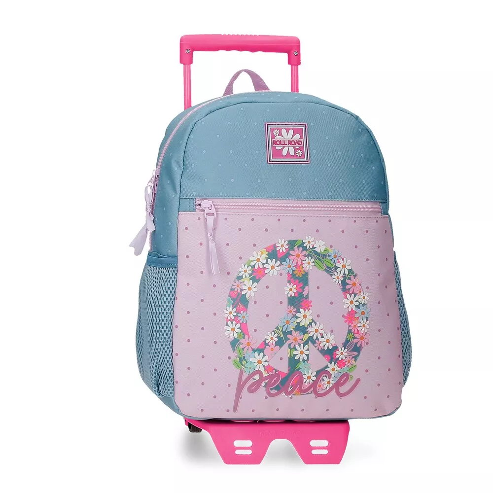 Roll Road - Mochila Peace Con Carro 33 Cm Multicolor Con Cremallera barato