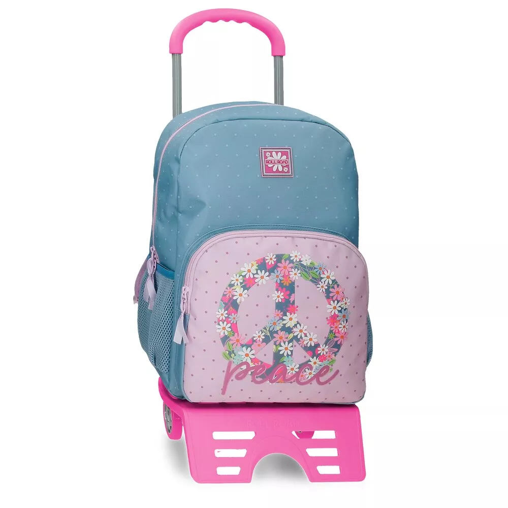 Roll Road - Mochila Peace Con Carro 42 Cm Multicolor Con Cremallera barato