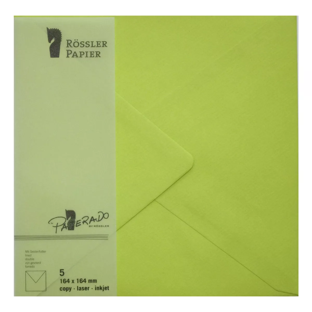 Rossler - Pack 5 Unids. Sobre Cuadrado Con Interior Forrado Color Verde Lima barato