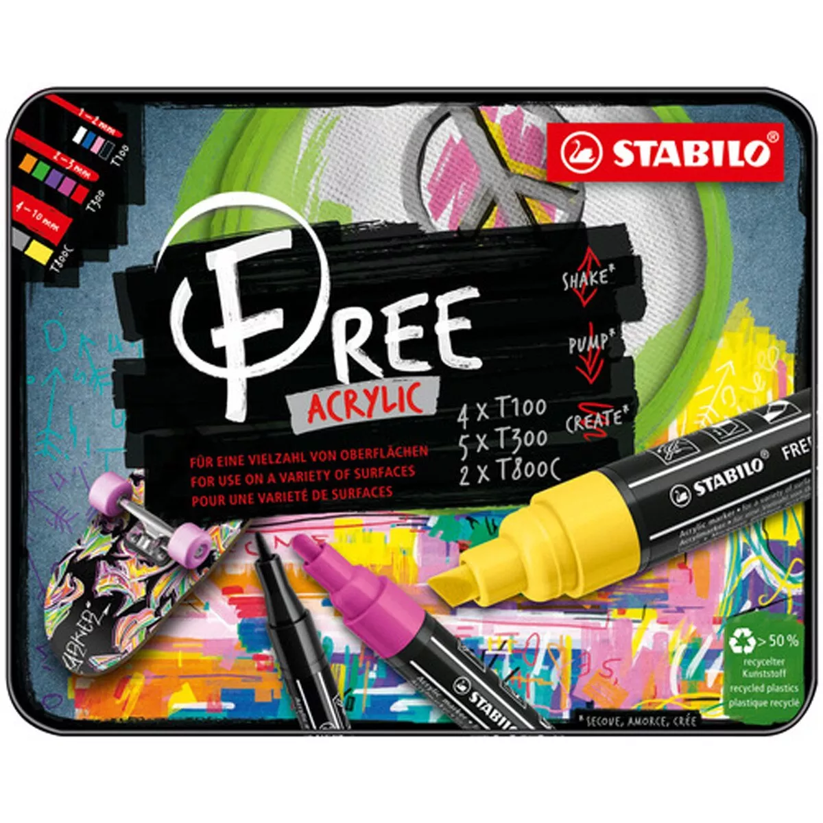 STABILO - Estuche 11 Marcadores Acrílicos FREE T100