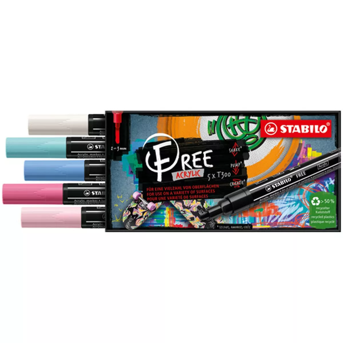 STABILO - Estuche 5 Colores Marcador Acrílico FREE Acrylic T300 Multicolor barato