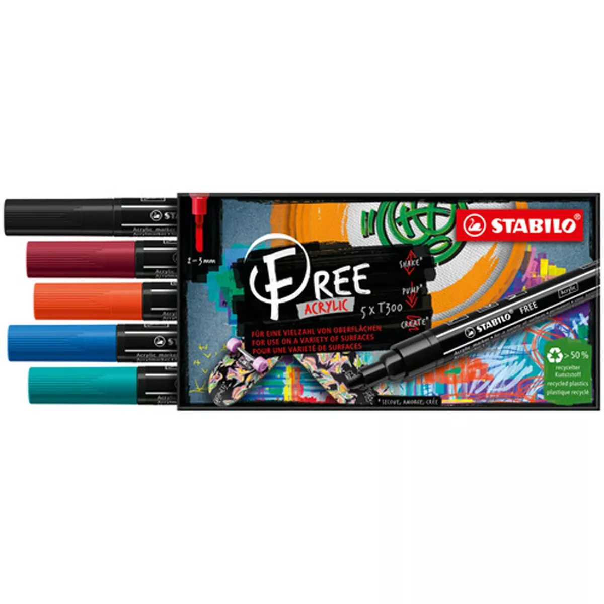 Stabilo - Estuche 5 Colores Marcador Acrílico Free Acrylic T300 En Oferta Stabilo - Estuche 5 Colores Marcador Acrílico Free Acrylic T300 Barato