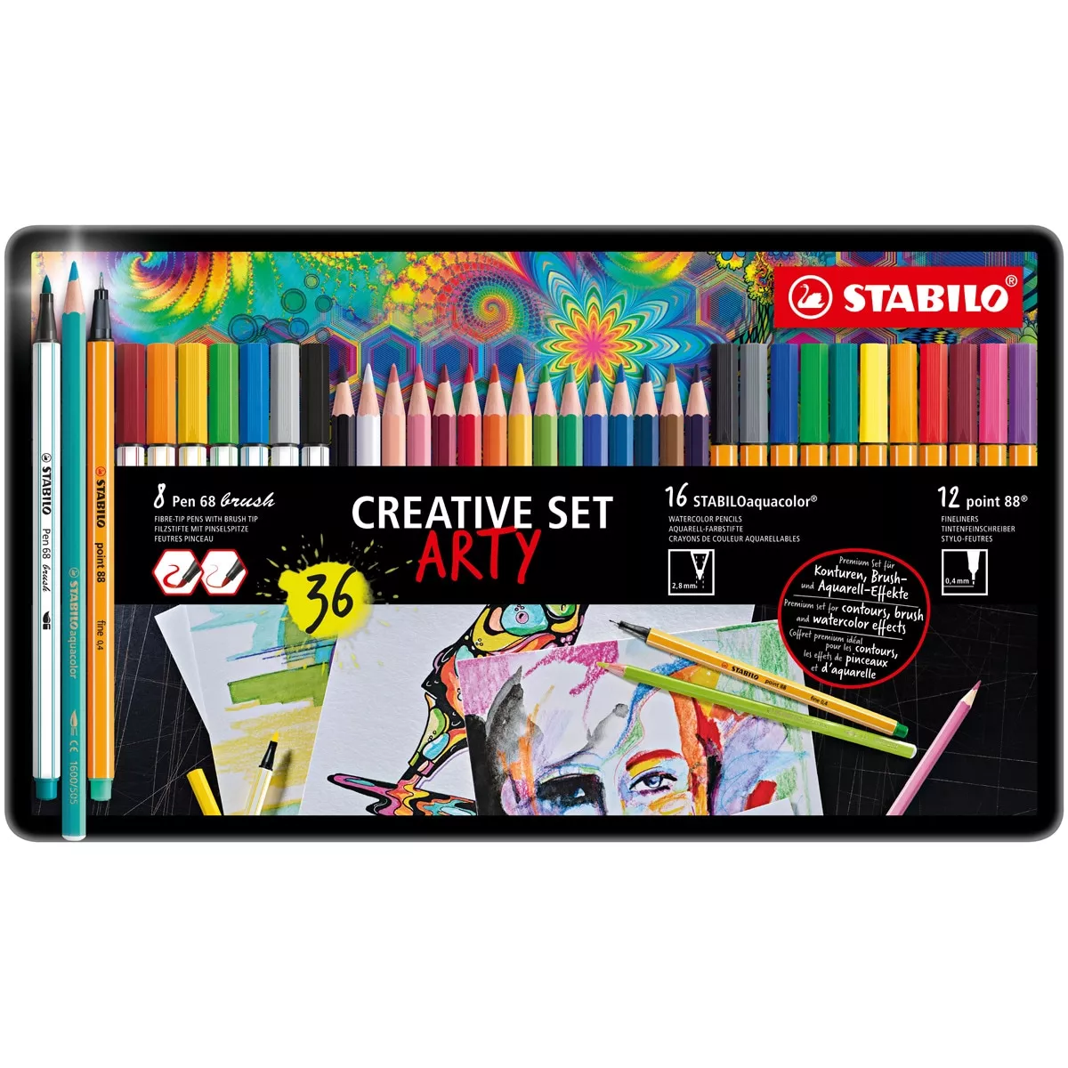 Stabilo - Estuche Arty 'Creative Set' Con 12 Rotuladores Punta Fina Point 88 + 8 Rotuladores Premium Pen 68 + 12 Lápices De Color Acuarelable Aquacolor En Oferta Stabilo - Estuche Arty 'Creative Set' Con 12 Rotuladores Punta Fina Point 88 + 8 Rotuladores Premium Pen 68 + 12 Lápices De Color Acuarelable Aquacolor Barato