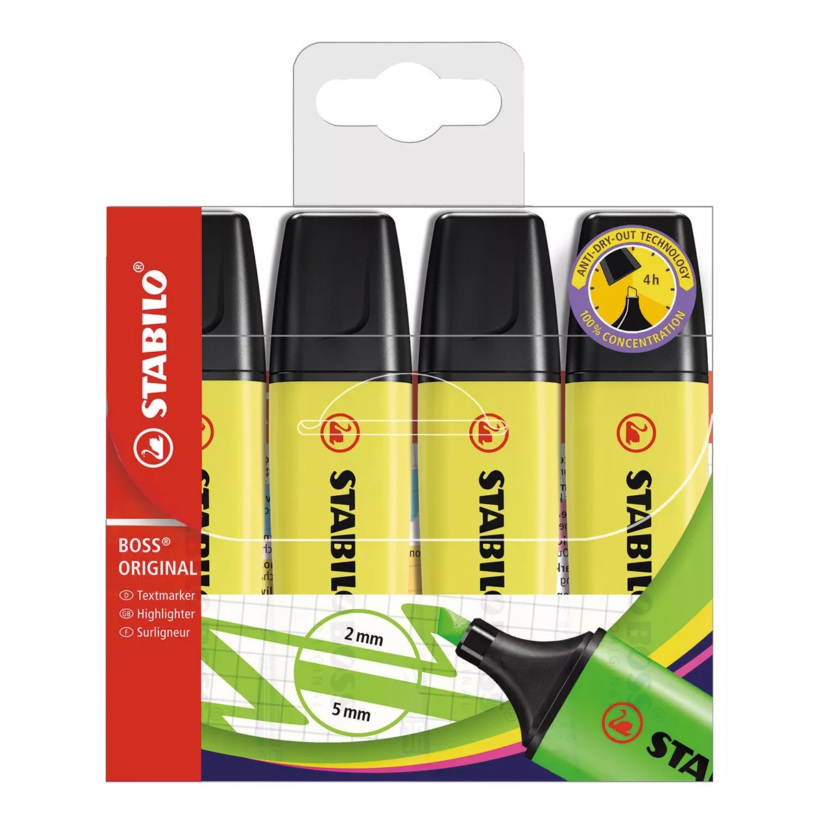STABILO - Estuche Con 4 Marcadores Fluorescentes BOSS ORIGINAL Amarillo barato