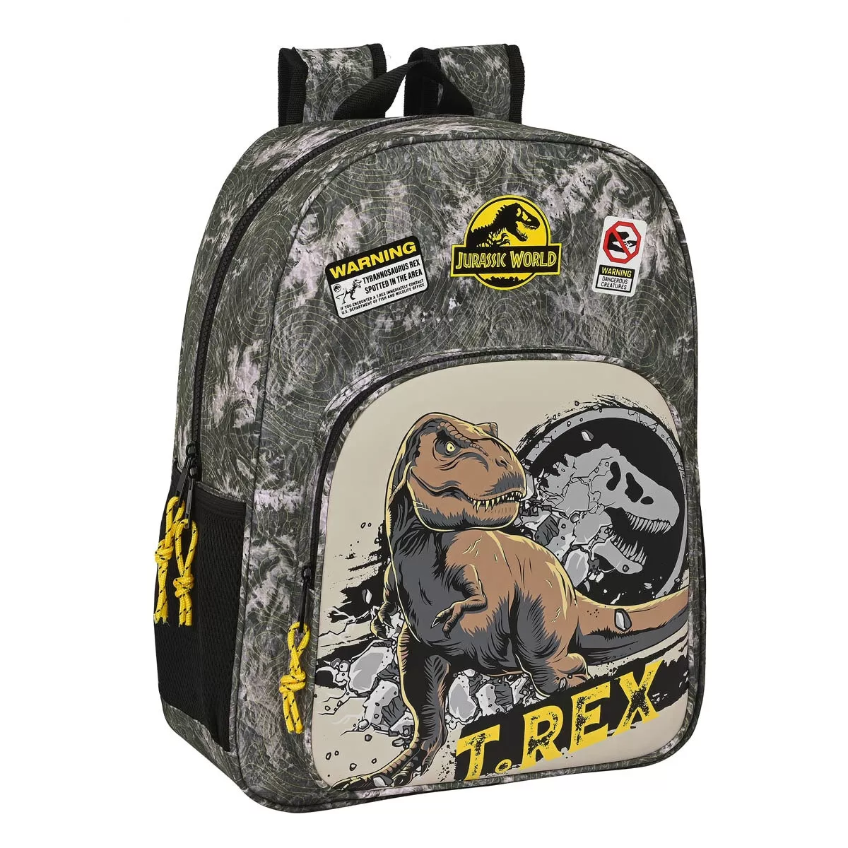 Safta - Mochila De 33 Cm Adaptable A Carro Jurassic World Warning Gris barato
