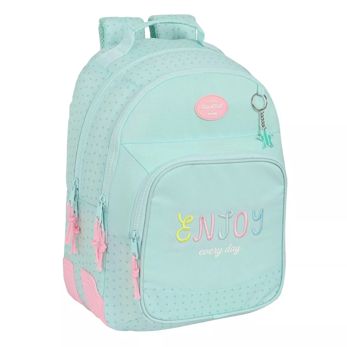 Safta - Mochila Doble Adaptable A Carro Reciclado Blackfit8 Enjoy Verde Menta Pastel barato