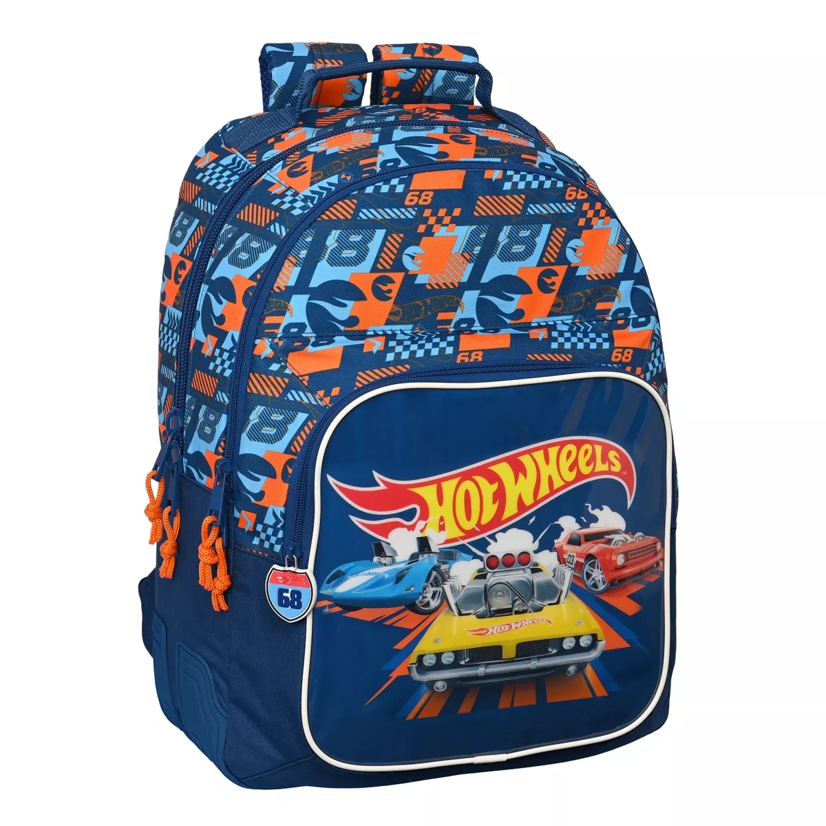 Safta - Mochila Doble Con Cantoneras Adaptable A Carro Hot Wheels Azul Marina Y Naranja barato