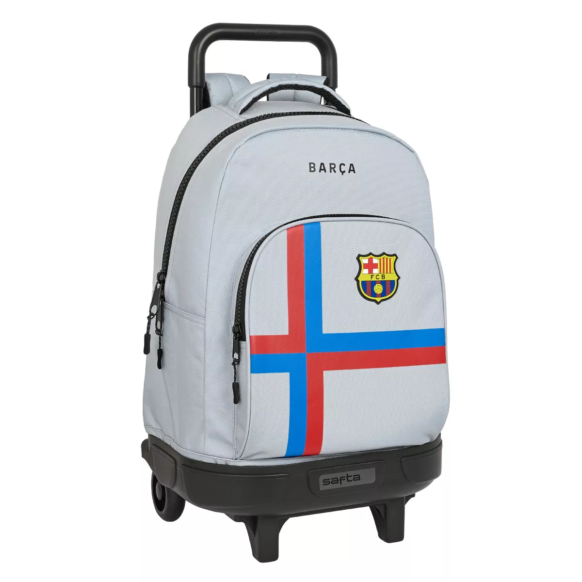 Safta - Mochila Grande Con Ruedas Compact Extraible F.C. Barcelona Gris barato